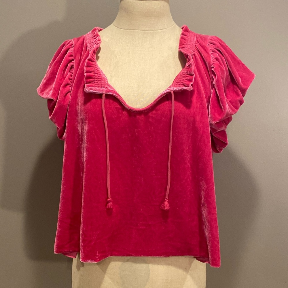 Free People Pink Velvet top size xs